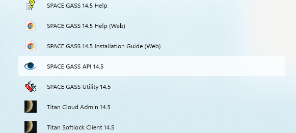 SPACE GASS API 14.5 shortcut in the Windows Start menu